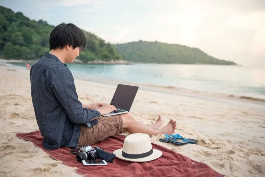 take short term jobs on the island or work remotely